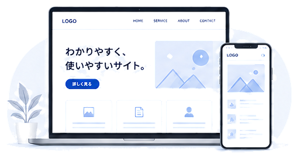 パソコンとスマートフォンで表示されるWebサイトのイメージ